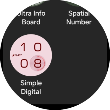 Slide your finger up or down to see the available watch faces. Slide your finger up or down to see the available watch faces.