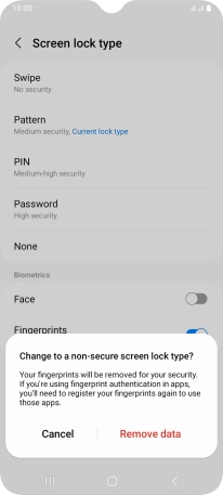 Press Remove data. Press Remove data.