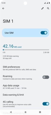 The total data usage is displayed. The total data usage is displayed.