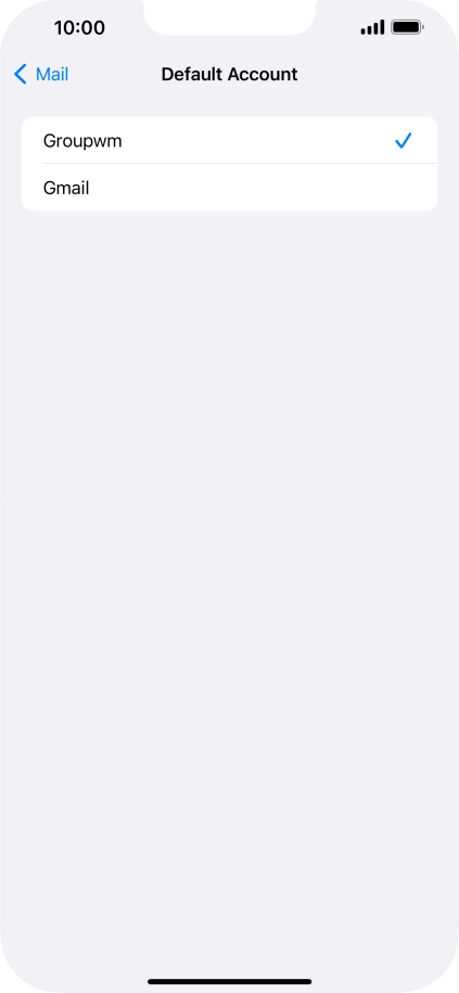 Press the required email account to select the email account as your default account.