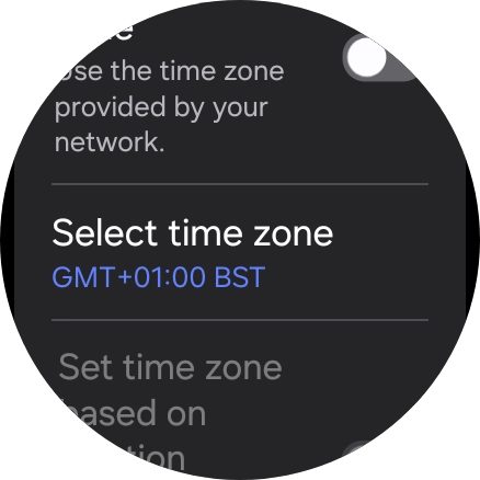 Press Select time zone. Press Select time zone.