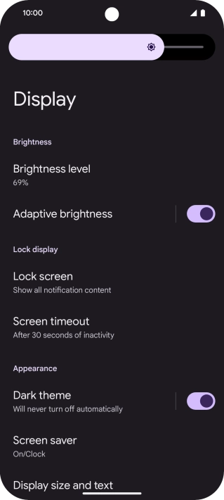 Drag the indicator right or left to set the brightness manually.