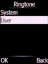 Select User and press the Left selection key.