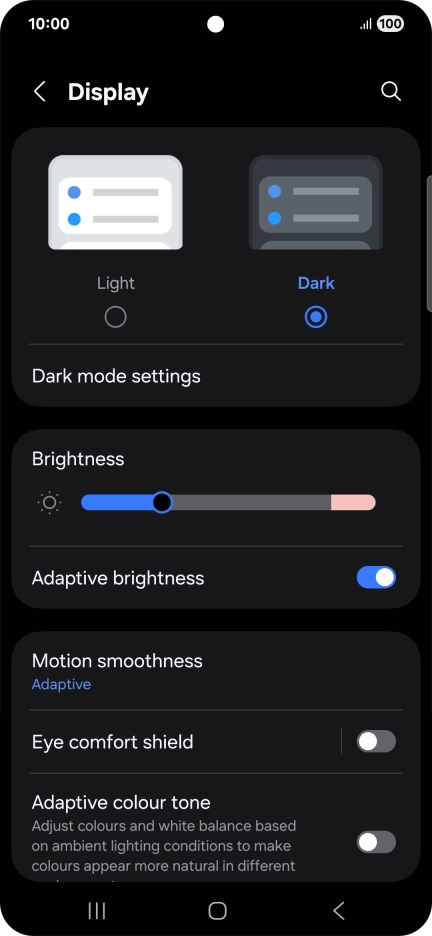Press Dark mode settings. Press Dark mode settings.