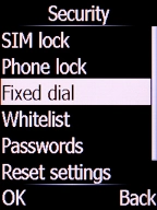 Select Fixed dial and press the Left selection key. Select Fixed dial and press the Left selection key.