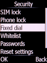 Select Fixed dial and press the Left selection key. Select Fixed dial and press the Left selection key.
