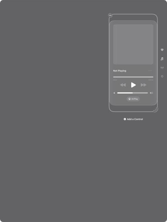 Press the remove icon on the required function to remove it from Control Centre. Press the remove icon on the required function to remove it from Control Centre.