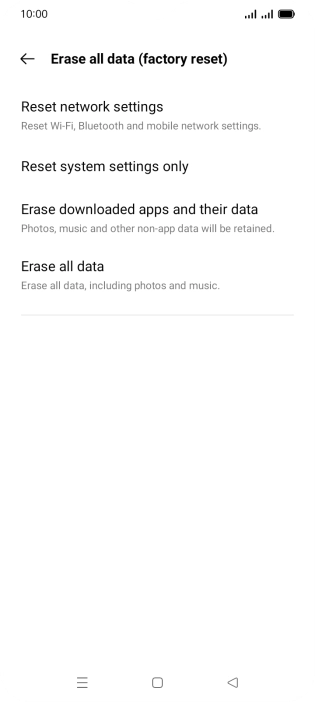 Press Erase all data. Press Erase all data.