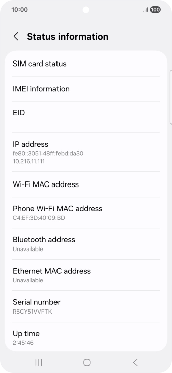 Your phone's EID number is displayed below EID. Your phone's EID number is displayed below EID.