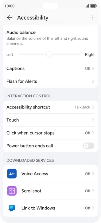 Press the required setting below 