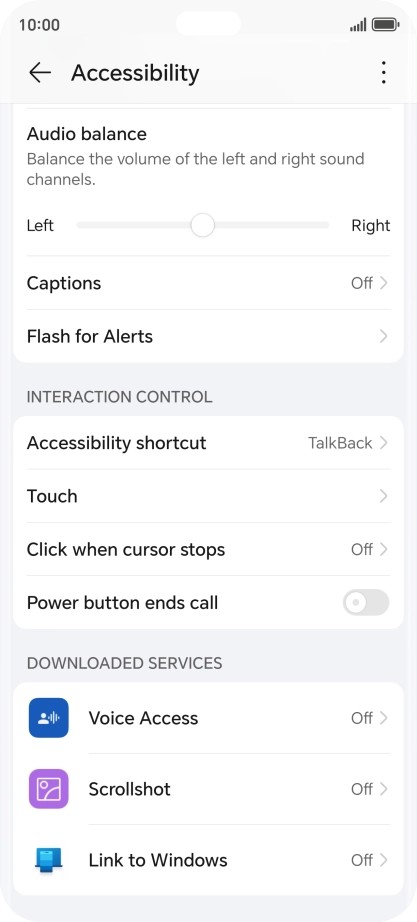 Press the required setting below 