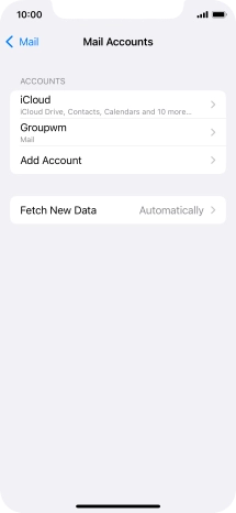 Press the name of the email account you've just set up. Press the name of the email account you've just set up.