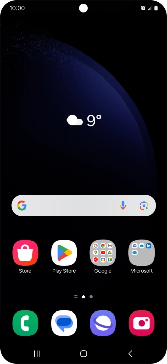 The alarm icon shows that the alarm is set.