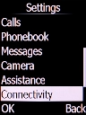 Select Connectivity and press the Left selection key.