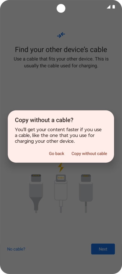 Press Copy without cable. Press Copy without cable.