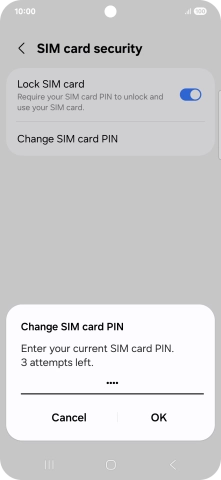 Key in your current PIN and press OK. Key in your current PIN and press OK.