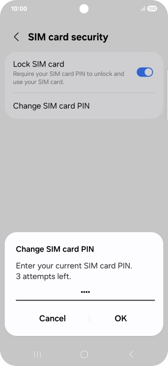 Key in your current PIN and press OK. Key in your current PIN and press OK.