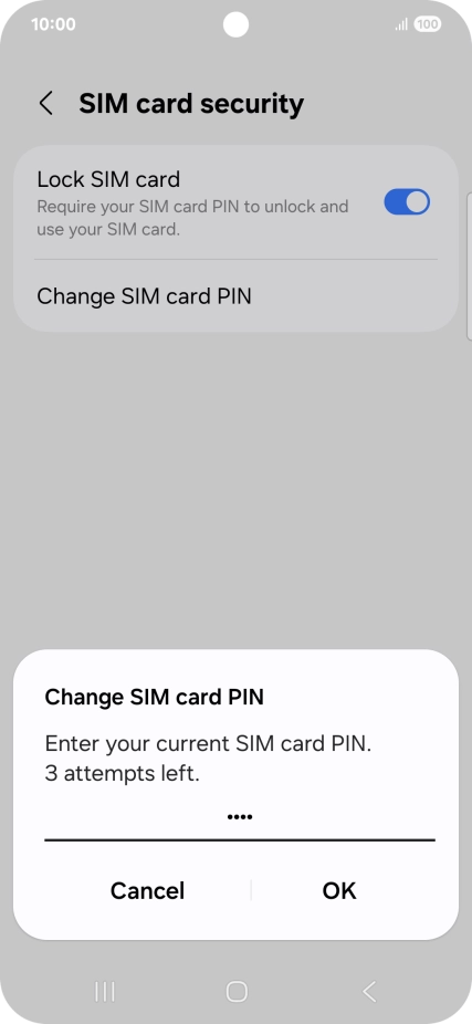 Key in your current PIN and press OK. Key in your current PIN and press OK.