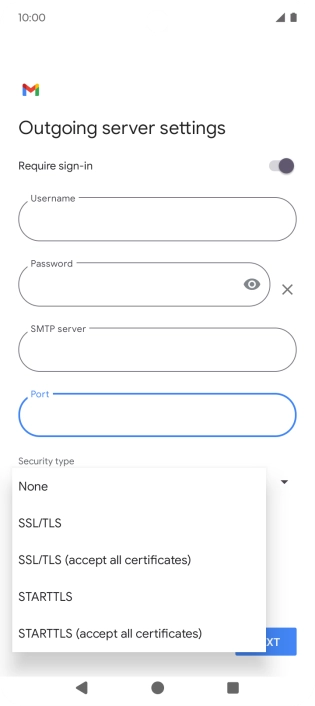 Press SSL/TLS. Press SSL/TLS.
