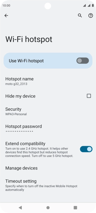 Press Hotspot password.