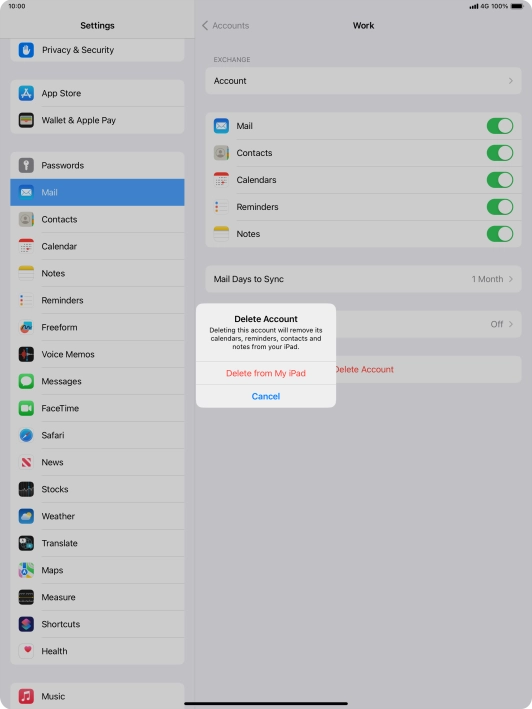 Press Delete from My iPad.