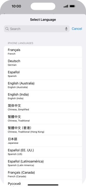 Press the required language. Press the required language.