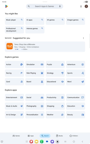 Press the search field. Press the search field.