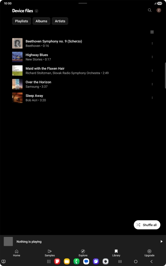 Press the required audio file. Press the required audio file.