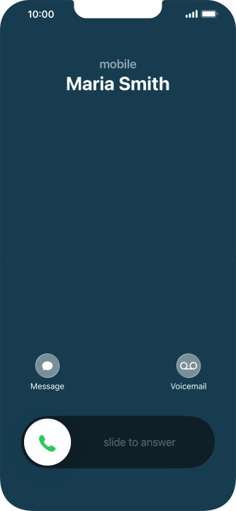 Press and drag the accept call icon right. Press and drag the accept call icon right.