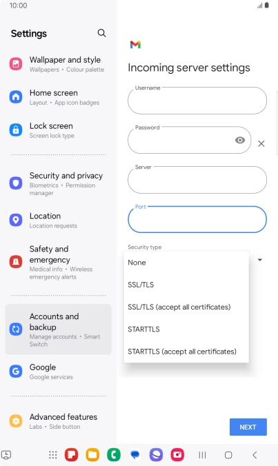Press SSL/TLS. Press SSL/TLS.