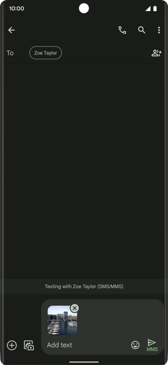 Press the text input field and write the text for your picture message.