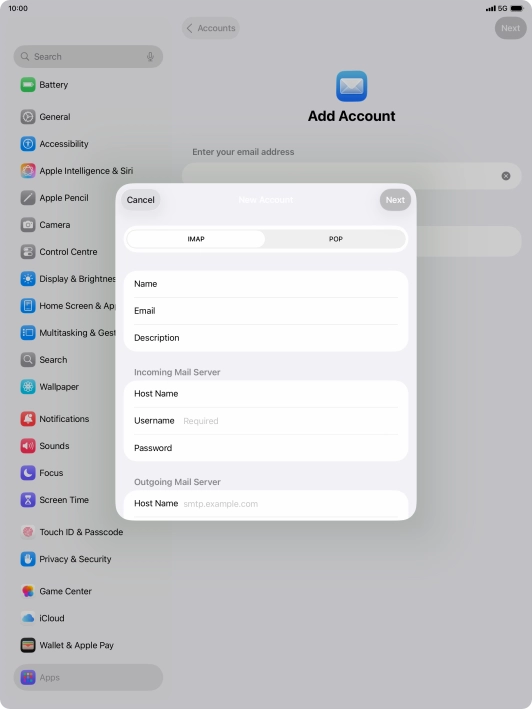 Press IMAP.