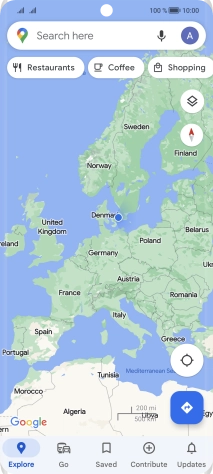 Press the search field and key in the required destination.