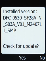 Select Yes. If a new software version is available, it's displayed. Follow the instructions on the screen to update the phone software.