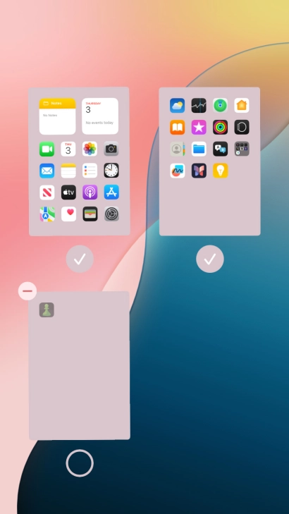 Press the delete icon next to the required home screen page. Press the delete icon next to the required home screen page.