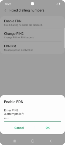 Key in your PIN2 and press OK. The default PIN2 is 1111.