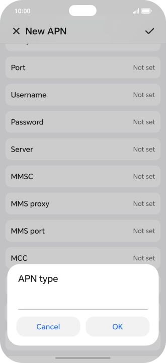 Key in default and press OK. Key in default and press OK.