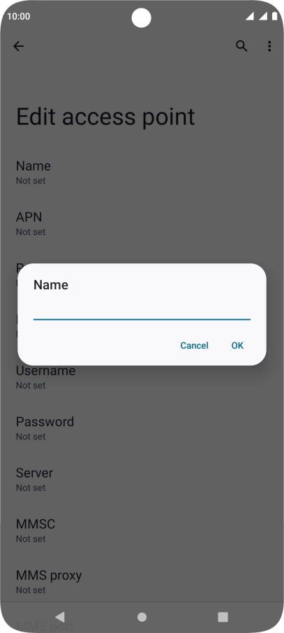 Key in Vodafone Internet and press OK. Key in Vodafone Internet and press OK.