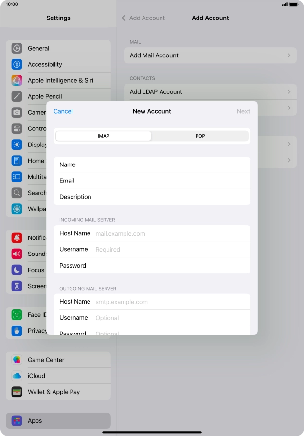 Press IMAP. Press IMAP.