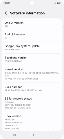 Your phone's software version is displayed below Android version. Your phone's software version is displayed below Android version.
