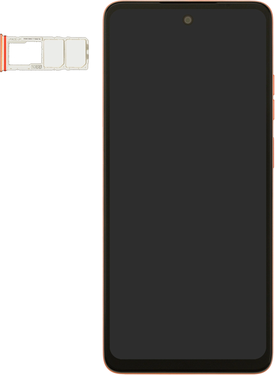Turn the memory card as illustrated next to the memory card holder and place it in the memory card holder.