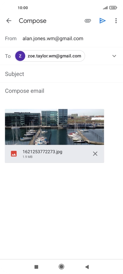 Press Subject and write the subject of your email message.