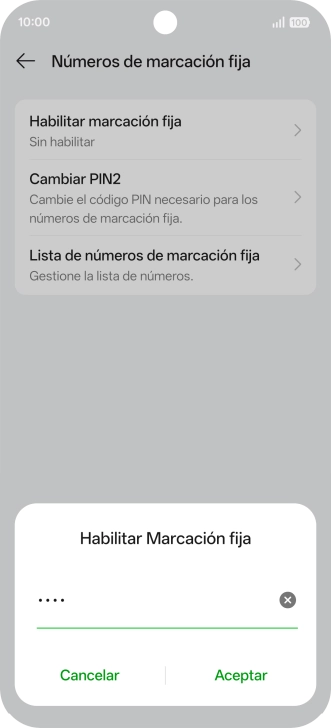 Introduce el código PIN2 y pulsa Aceptar. Introduce el código PIN2 y pulsa Aceptar.