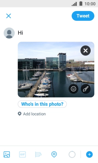 Write the required text and press Tweet. Write the required text and press Tweet.