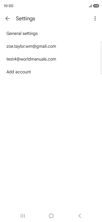 Press the required email account. Press the required email account.