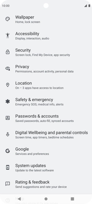 Press Passwords & accounts. Press Passwords & accounts.