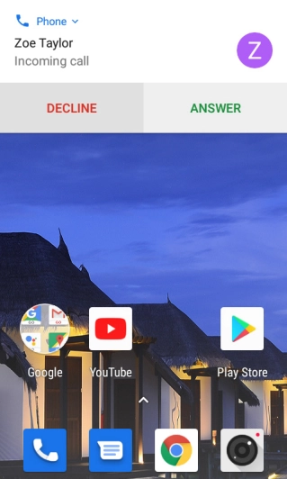 If the screen lock is turned off, press ANSWER. If the screen lock is turned off, press ANSWER.