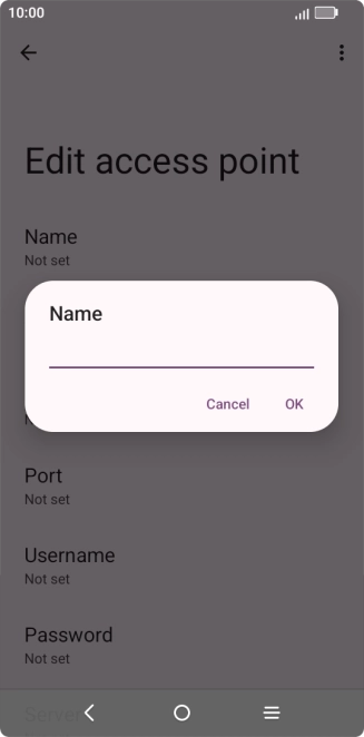 Key in Vodafone Internet and press OK.