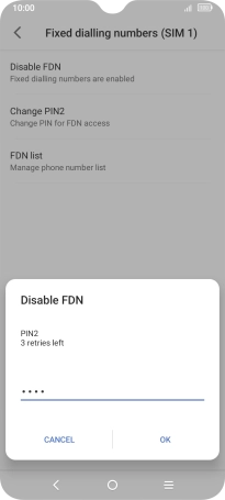 Key in your PIN2 and press OK. The default PIN2 is 1111.