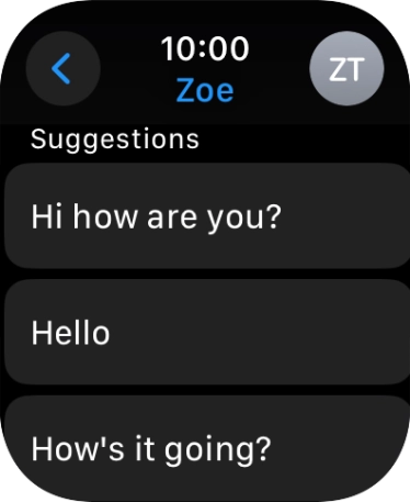 Press the required quick reply. Press the required quick reply.